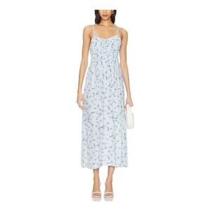 Faithfull The Brand Floral Blue Caprera Midi Dress Size 6